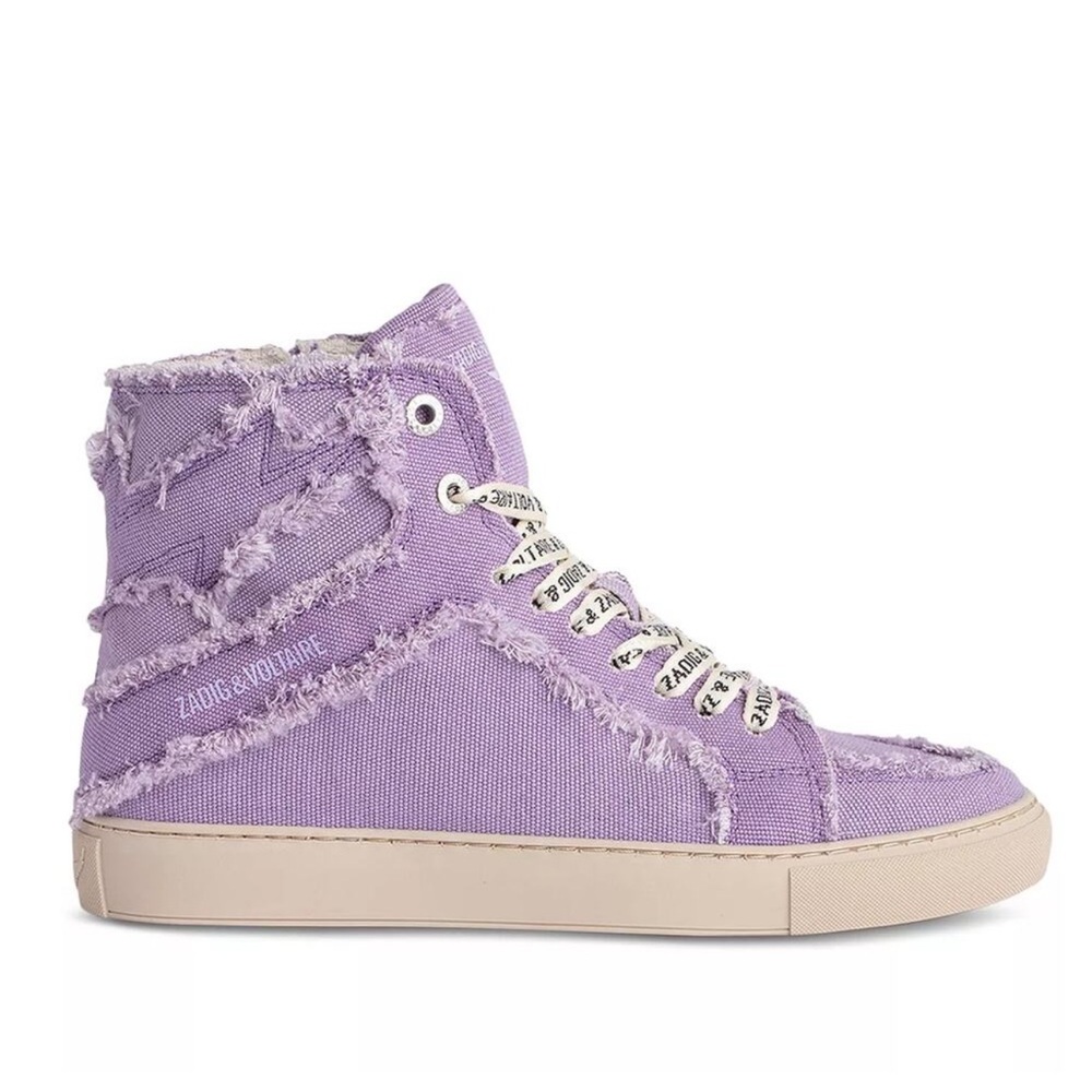 nib ZADIG & VOLTAIRE sz 37 Flash High top canvas sneaker in boomerang purple